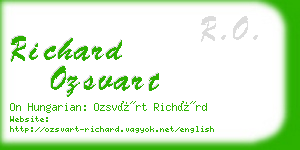 richard ozsvart business card